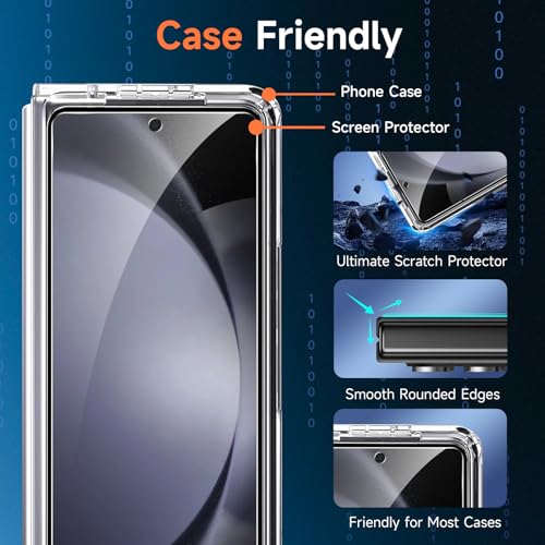 LYWHL 2-Pack Samsung Galaxy Z Fold 6 Screen Protector, Tempered Glass Front Screen Protector for Galaxy Z Fold 6 with Alignment Frame, Anti Scratch Bubble Free Case Friendly Easy Install - Transparent - Image 5