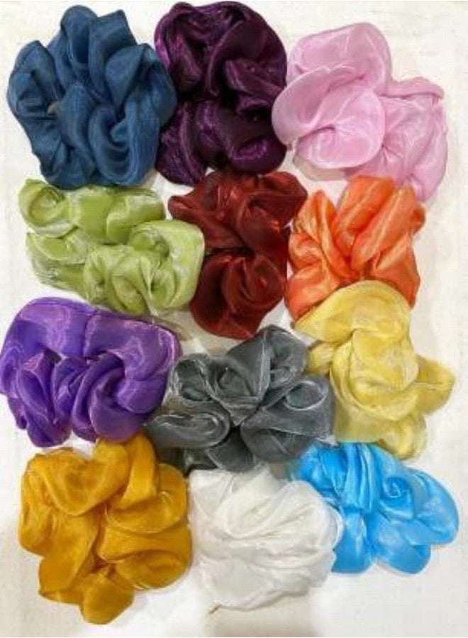 SUN Ring SUNRING Organza Scrunchies for Women girls Exact Colors as Pic, Multi-Color Scrunchies Plain Pastel Shades Ponytail Holder Hair Tie Hair Accessories (Pack of 4, Multicolor) - Image 4
