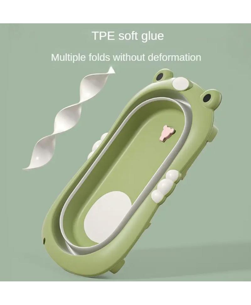 Fab N Funky Frog Style Foldable Bath Tub with Drain Plug, Sturdy Construction, 0 Months+, 80 x 52 x 23cm (Unfolded) - Blue - Image 3