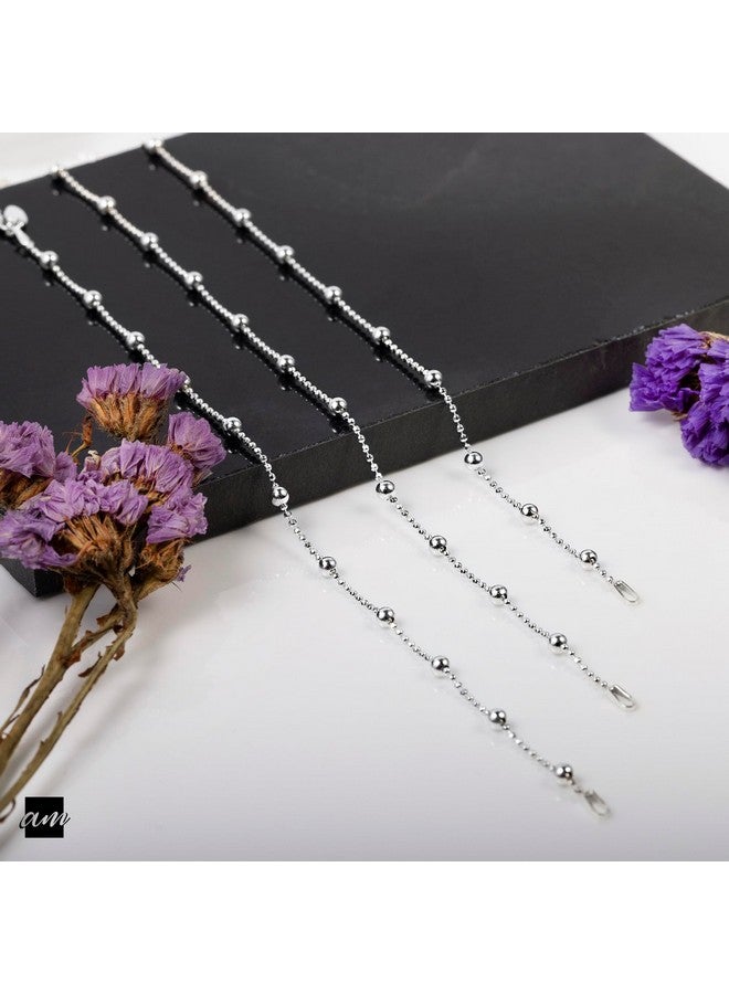 Amberta سوار سلسلة كرات فضة استرلينية 925 بقطر 3.2 مم / 1.1 مم بطول 7 إنش / 18 سم - Image 3