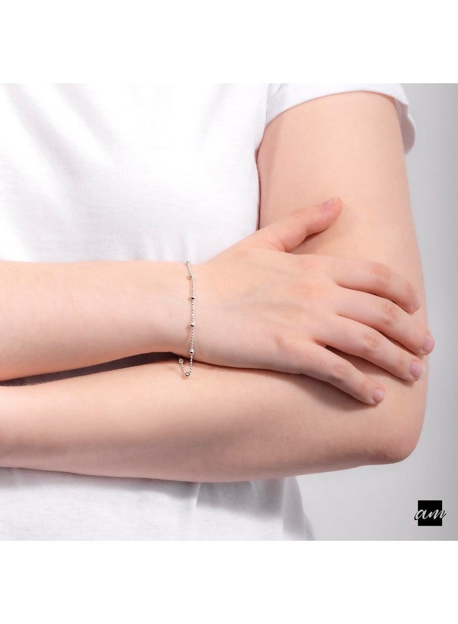 Amberta سوار سلسلة كرات فضة استرلينية 925 بقطر 3.2 مم / 1.1 مم بطول 7 إنش / 18 سم - Image 4