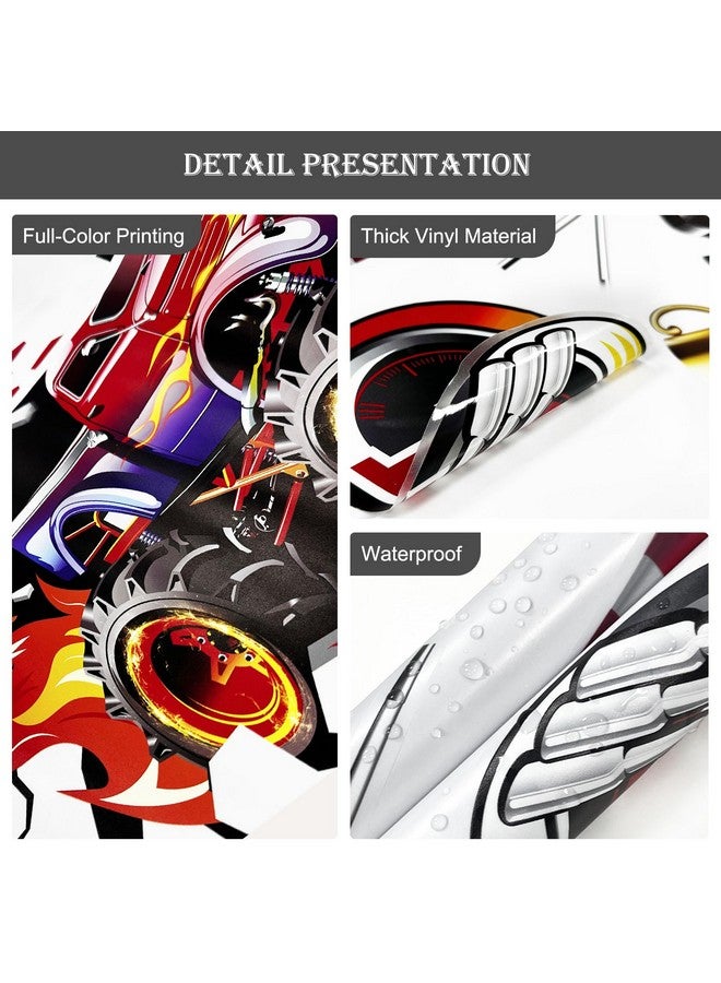 Supzone 3D Racing Car Wall Decals for Boys Room, Fast Racing Truck Break Through The Wall Vinyl Wall Sticker for Kids Room Nursery Playroom Classroom - Image 3