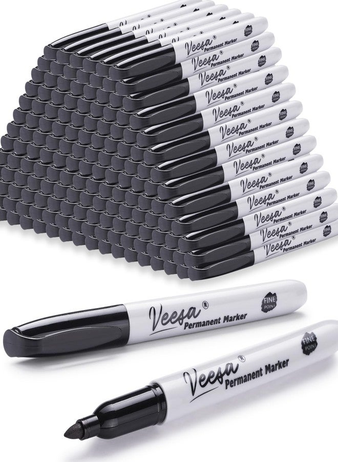 VEESA Permanent Markers Black Bulk, Fine Point, 100 Pack Permanent Marker Set for Logistics, Waterproof | Quick-drying, Laboratory & Office Supplies - Image 1