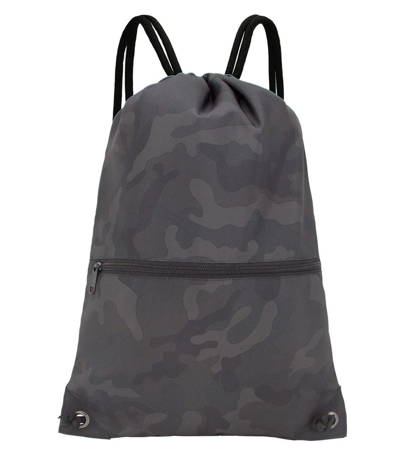 HOLYLUCK Drawstring Backpack Bag Sport Gym Sackpack black camo - Image 2