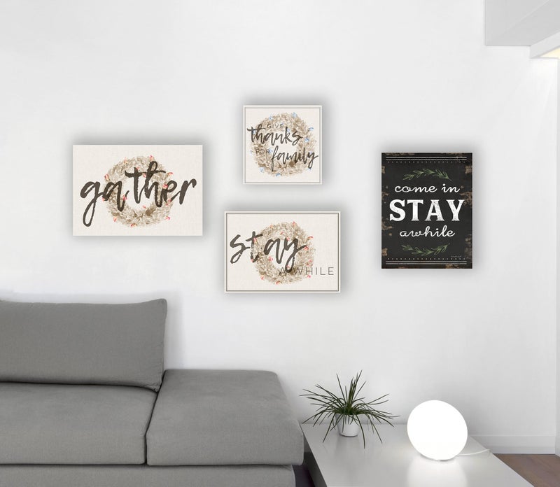 Stupell Industries Give Thanks For Family Strawflower Wreath Wall Plaque Art, 10 x 0.5 x 15, Proudly Made in USA - Image 2