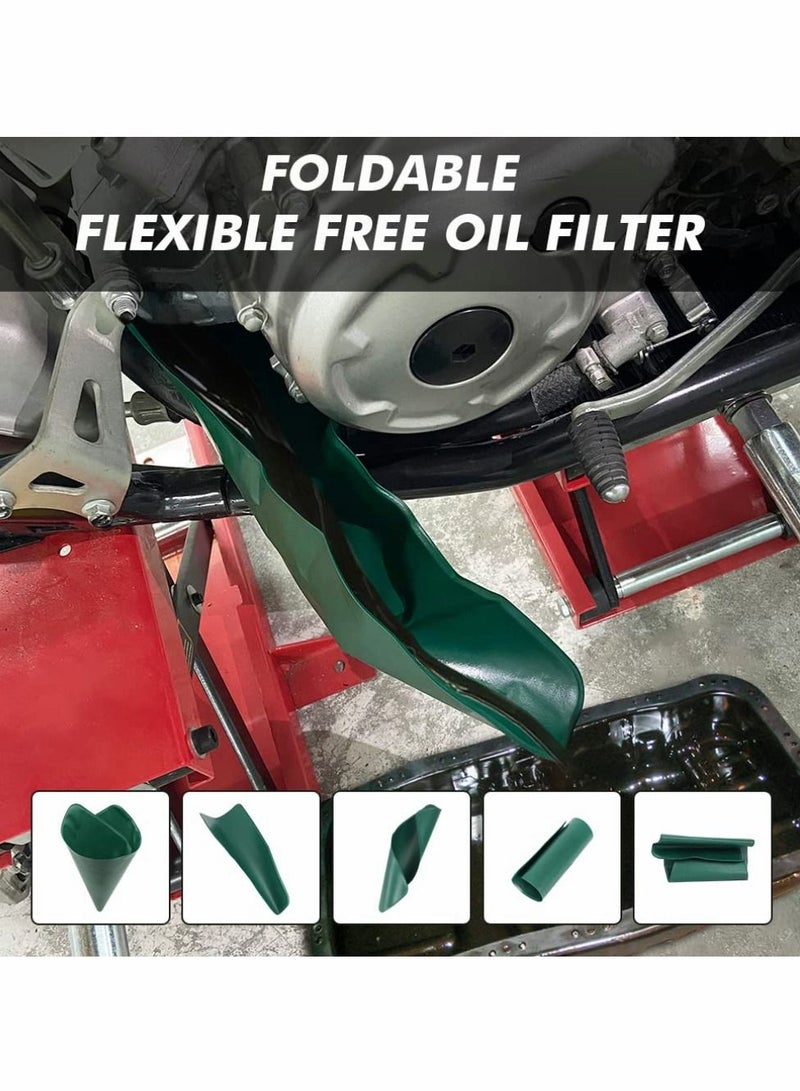 Excefore Flexible Draining Tool Oil Funnel, Oil Drain Funnel, Foldable Draining Oil Tool  (14.5 x 6.7inches) 2 Pcs  - Image 2