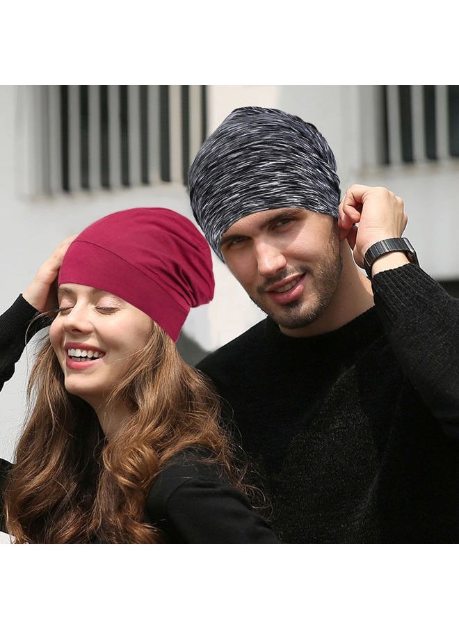 KONPAYDE - Satin Bonnet Sleep Cap Hair Cover Bonnet Satin Lined Slouchy Beanie Night Sleeping Hat - Adjustable for Curly Hair Wine Red - Image 1