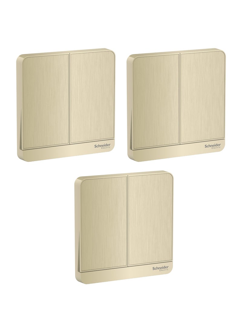 Schneider Electric Schneider Electric E8332L2_WG AvatarOn Gold - 2-way plate switch 2 gang 16AX - Pack of 3 