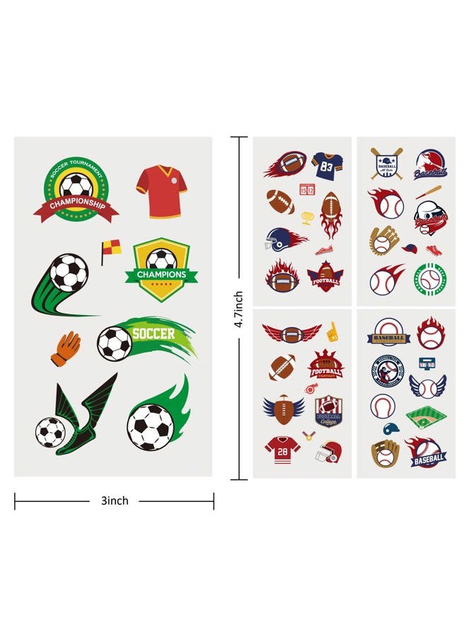 Cleverplay - 24 Sheets Waterproof Temporary Tattoos, Sports Themed Party Favors, Birthday Decorations, Football Soccer Baseball Basketball - Image 1