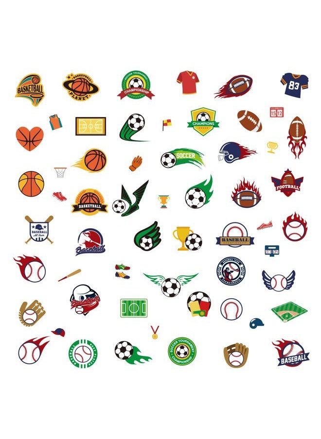 Cleverplay - 24 Sheets Waterproof Temporary Tattoos, Sports Themed Party Favors, Birthday Decorations, Football Soccer Baseball Basketball - Image 1