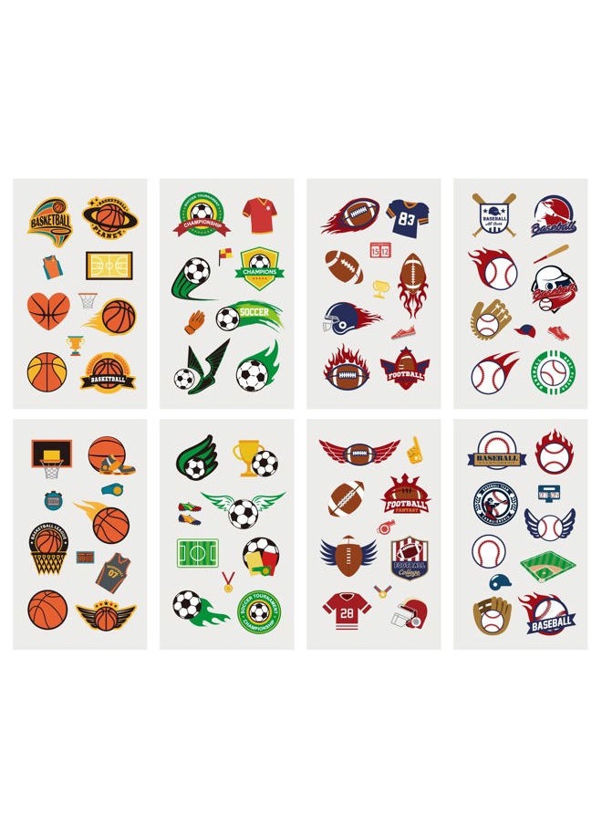Cleverplay - 24 Sheets Waterproof Temporary Tattoos, Sports Themed Party Favors, Birthday Decorations, Football Soccer Baseball Basketball - Image 1