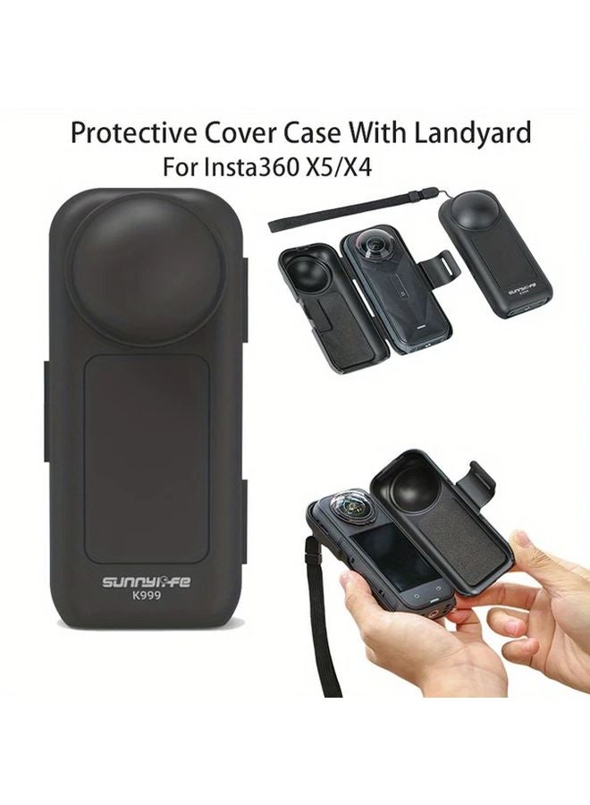 غطاء واقي أسود مع حبل للكاميرا Insta360 X5 X4 - علبة مقاومة للصدمات - Image 2