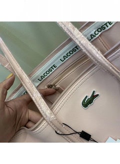 LACOSTE Women's Concept Fashion Versatile Large Capacity Zipper Handbag Tote Bag Shoulder Bag Large Size pink  - Image 4