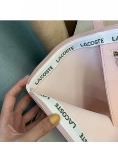 LACOSTE Women's Concept Fashion Versatile Large Capacity Zipper Handbag Tote Bag Shoulder Bag Large Size pink  - Image 5
