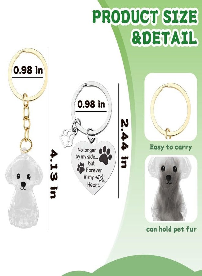 Sisadodo Dog Hair Storage Keepsake Keychain with No Longer by My Side Keychains Transparent Pet Fur Collector Keychain Charm Dog Memorial Gifts for Loss of Dogs Hair Keychains for Women Men - Image 3