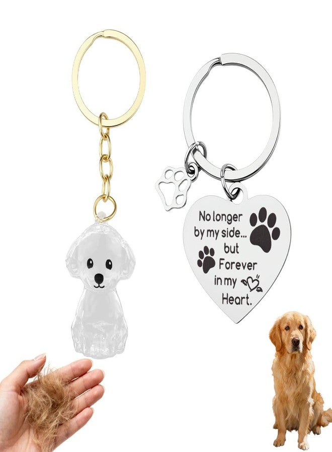 Sisadodo Dog Hair Storage Keepsake Keychain with No Longer by My Side Keychains Transparent Pet Fur Collector Keychain Charm Dog Memorial Gifts for Loss of Dogs Hair Keychains for Women Men - Image 2