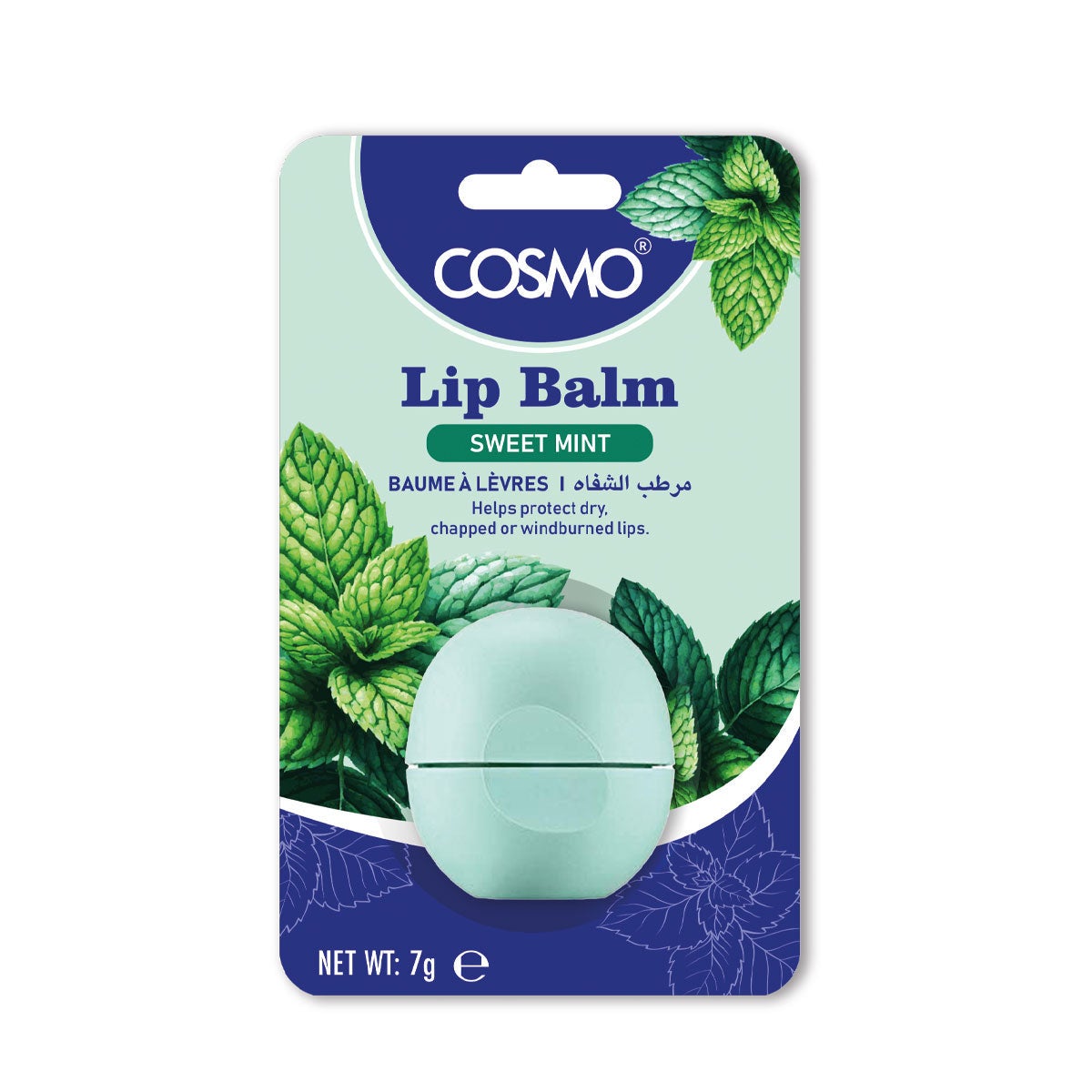 COSMO Sweet Mint Lip Balm, 7g, Refreshing and Hydrating Lip Moisturizer Infused with Natural Mint Extract, Soft, Smooth, and Healthy Lips Soothes Dryness, Provides Long-Lasting Moisture, and Delivers