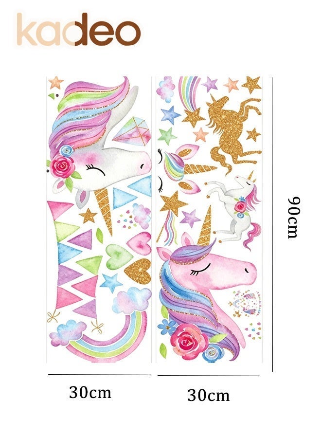 kadeo Large Unicorn Wall Stickers for Girls Room Decor, Rainbow Unicorn Wall Decals for Kids Bedroom, Nursery Wall Decor, Princess Baby Room Decoration, Peel and Stick Waterproof Removable Wall Sticker - Image 5
