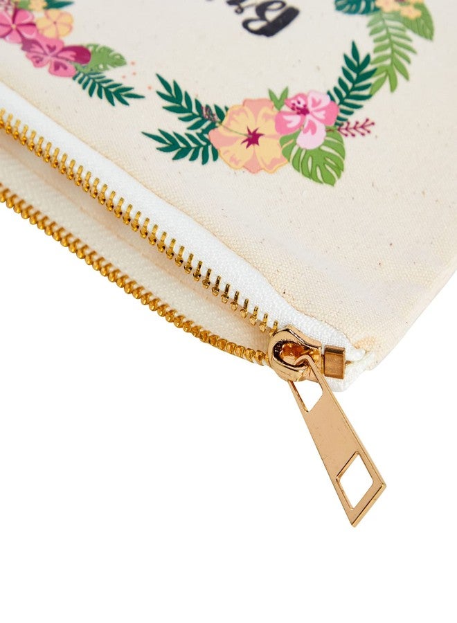 Juvale Set of 5 Floral Bridesmaid Makeup Bag Gifts for Wedding Day, Bridal Shower, Bachelorette Party Favors (7 x 4 Inches) - Image 5