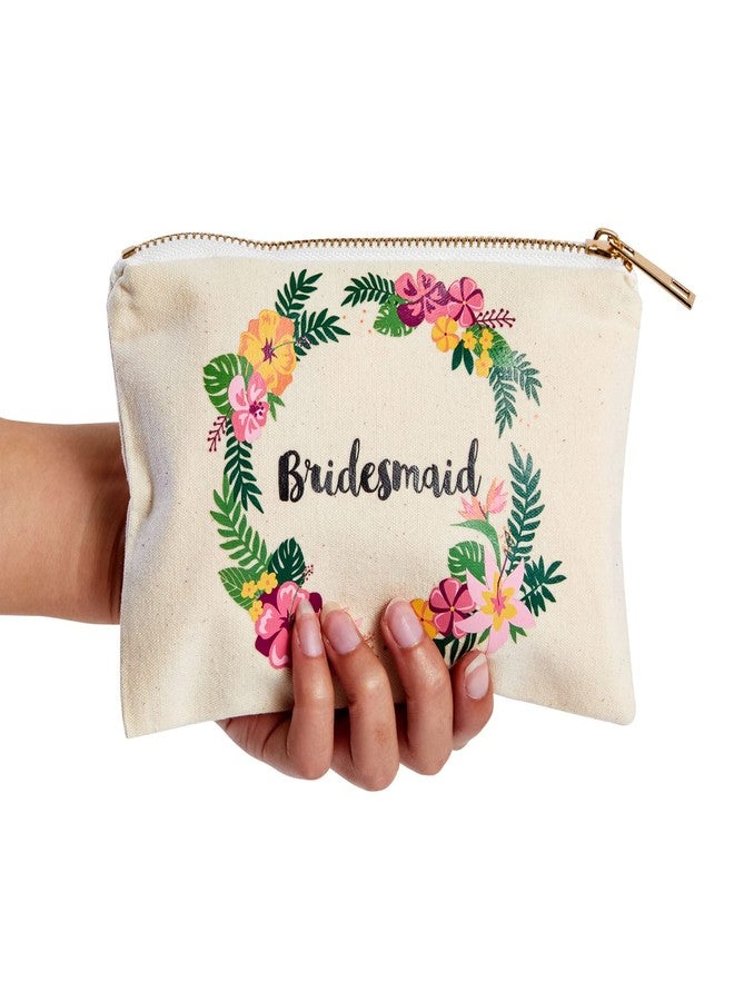 Juvale Set of 5 Floral Bridesmaid Makeup Bag Gifts for Wedding Day, Bridal Shower, Bachelorette Party Favors (7 x 4 Inches) - Image 4