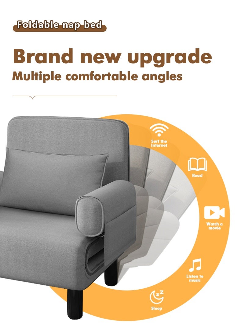 Zeno Linen Art Folding Sofa Bed Dual-Use Living Room Multi-Function Lunch Break Lazy Sofa - Image 5