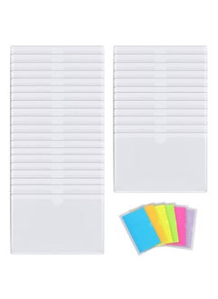 32 Pack Selfadhesive Index Card Pockets Top Open Crystal Clear Plastic Card Holder Suitable For Organizing And Protecting 3X5 Inches Index Cards Business Cards Photo Label And Planner