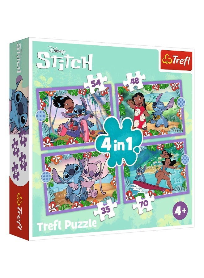 Trefl - Disney Lilo & Stitch Crazy Day 4 in 1 Puzzle (35+48+54+70) Pieces - - Image 1