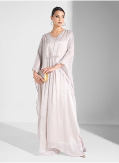 hayas closet V-Neck Belted Cape Sleeve Dress  - Image 1