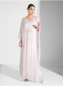hayas closet V-Neck Belted Cape Sleeve Dress  - Image 4
