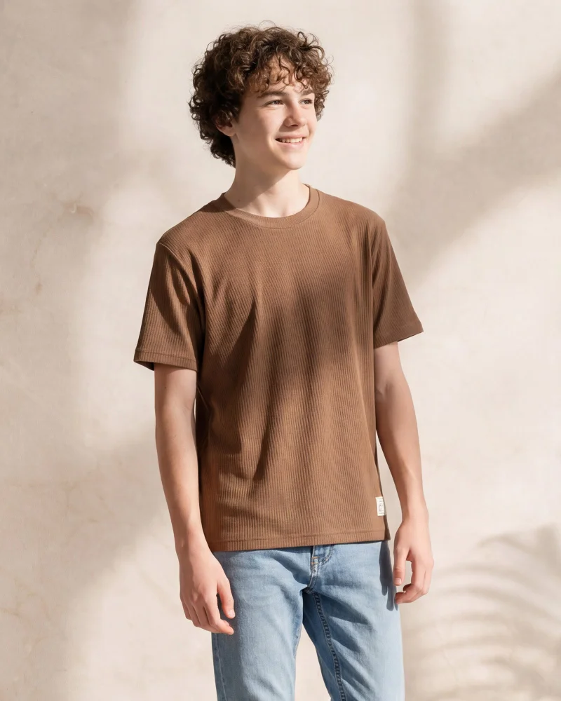 ردتاغ Boys Brown Plain T-Shirt