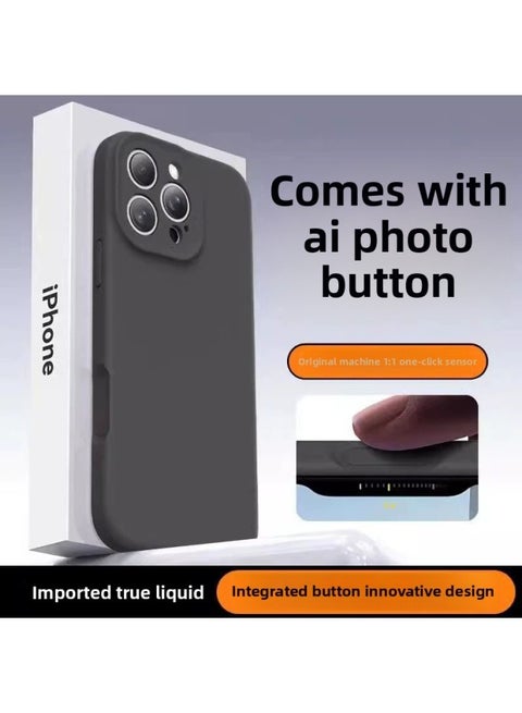 For Iphone 15 Liquid Silicone Case All-in-One Button 16 Pro Max Mobile Phone Case Protective Case-Color:Charcoal Gray-Applicable Models:For Iphone13PROMAX