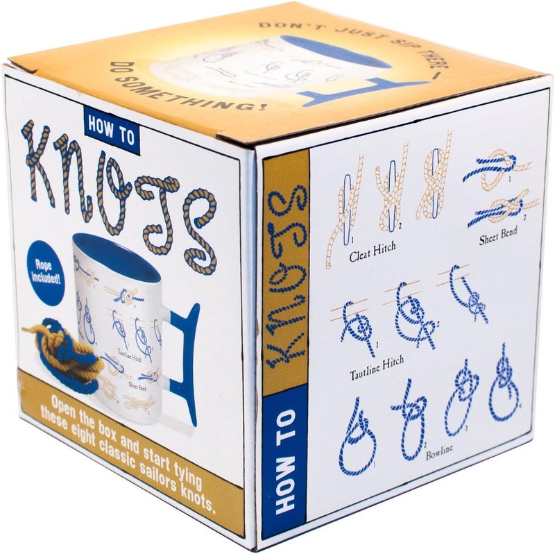 The Unemployed Philosophers Guild How To Tie Knots Mug  Learn to Make 8 Different Knots Over Coffee Comes in a Gift Box Rope Included 12 oz - Image 2
