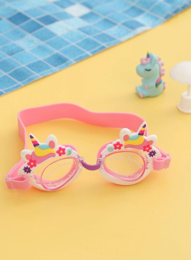 Yellow Bee Magical Unicorn Swimming Goggles with 3D Ears and Floral Décor for Girls, Pink - Image 2
