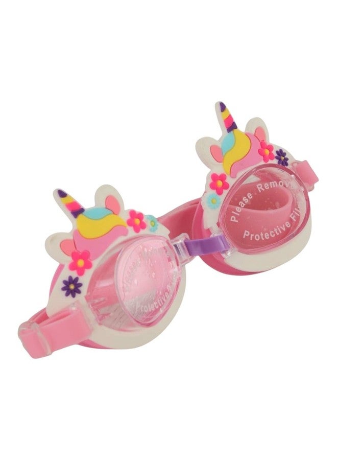 Yellow Bee Magical Unicorn Swimming Goggles with 3D Ears and Floral Décor for Girls, Pink - Image 3