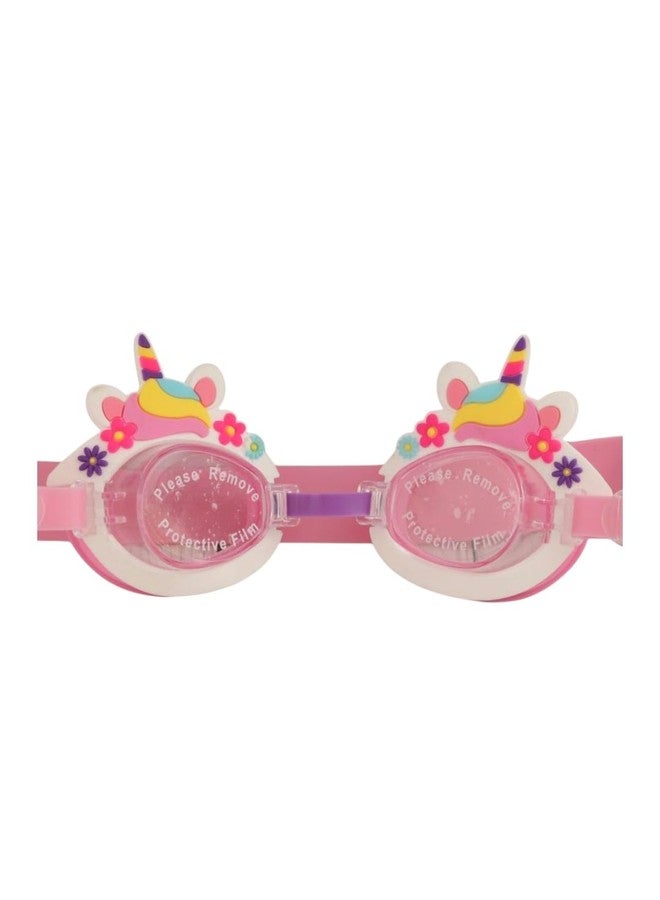 Yellow Bee Magical Unicorn Swimming Goggles with 3D Ears and Floral Décor for Girls, Pink - Image 4