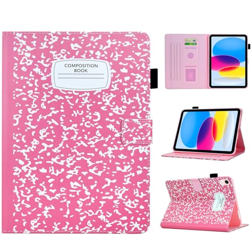 BYCeKe A16 Case for iPad 10th Generation 10.9 inch 2022,for iPad (A16) 11th Generation 11 Inch 2025,for i Pad 10th Gen Cute PU Leather Cover with Pen Holder and Stand for Kids,Girl,Women,Pink NoteBook - Image 1