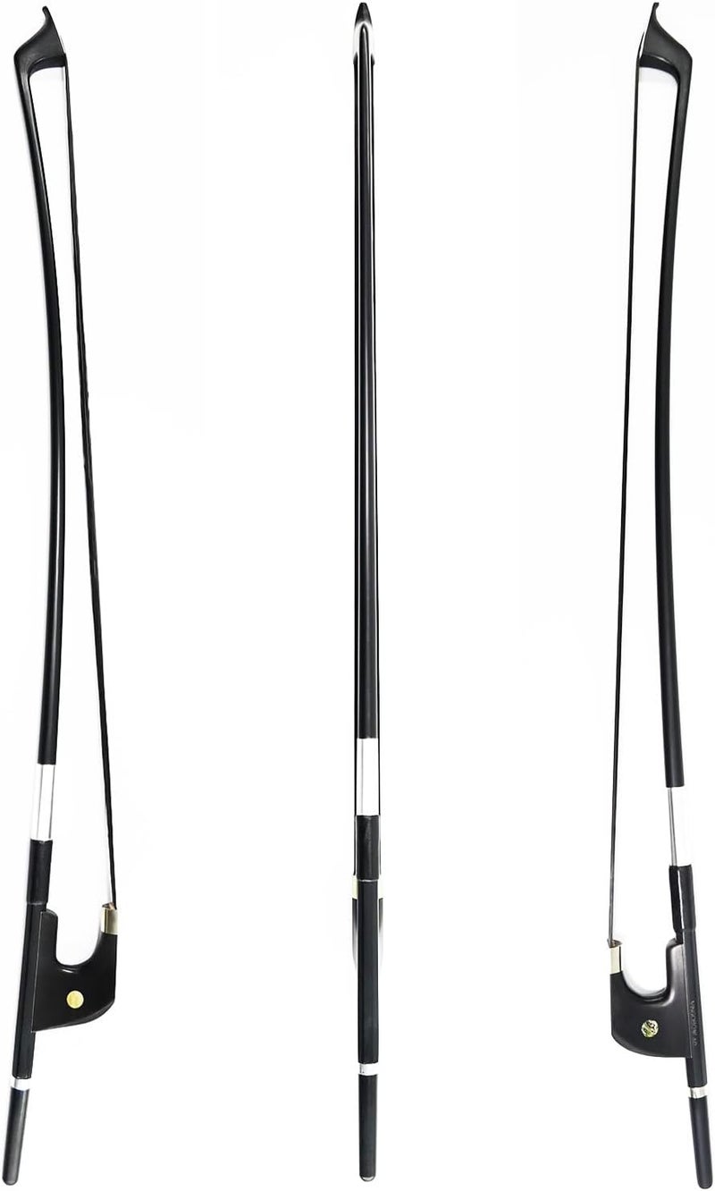 VINGOBOW German Style Carbon Fiber Upright Double Bass Bow 1/4 Size 100BGB Professional Level Parisian Eyes Ebony Frog Deep Powerful Tone Black Horse Hair Pernambuco Performance Warm Tone - Image 4
