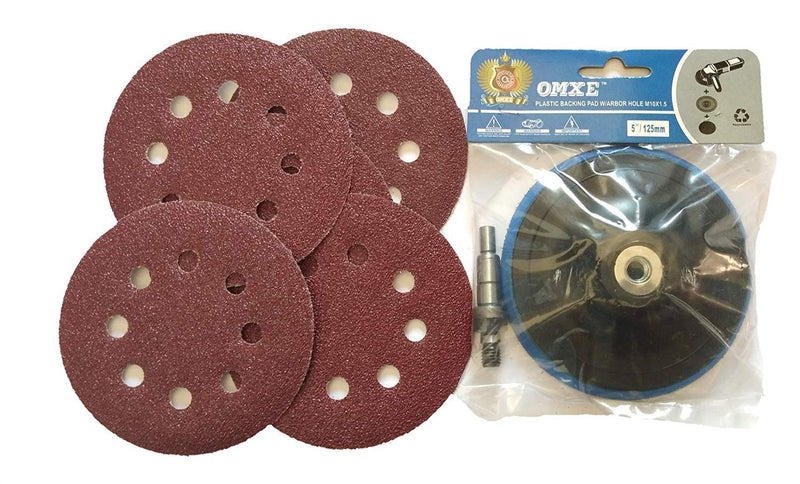 OMEX Recycled Plastic Sanding Disc, 5-Inch with Lock Nut and 10 Pieces Sandpaper for Grinder/Drill - Image 4