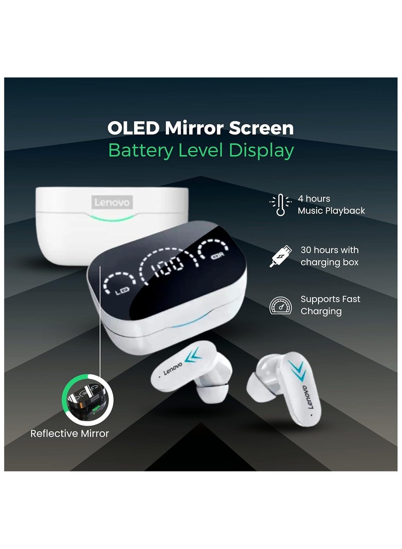 سماعات أذن لاسلكية XT82 Think Plus Livepods بلوتوث لاسلكية | سماعات أذن للألعاب اللاسلكية ذات زمن استجابة منخفض وصوت جهير عميق مع مرآة معلوماتية لمستوى البطارية وشاشة LCD من الكروم (أسود) - Image 2