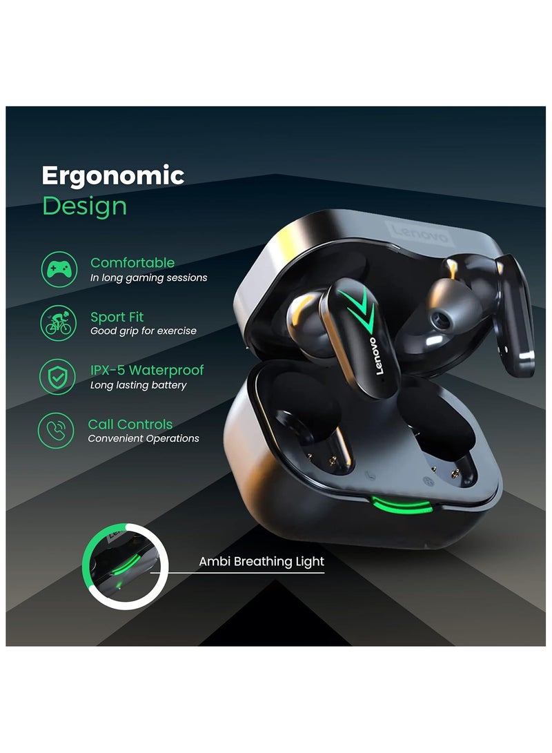 سماعات أذن لاسلكية XT82 Think Plus Livepods بلوتوث لاسلكية | سماعات أذن للألعاب اللاسلكية ذات زمن استجابة منخفض وصوت جهير عميق مع مرآة معلوماتية لمستوى البطارية وشاشة LCD من الكروم (أسود) - Image 5