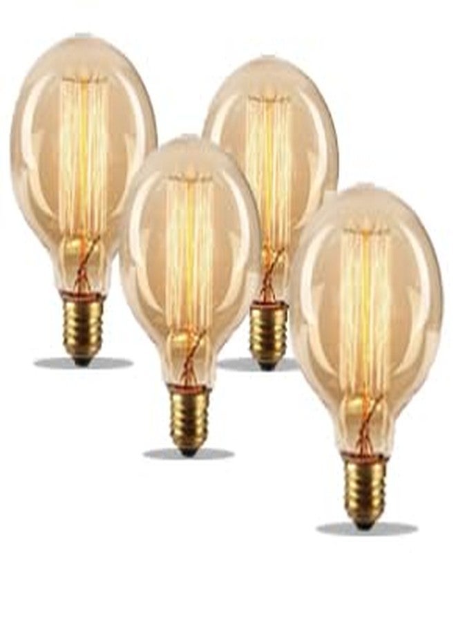 GAUVIK 4 Watts Edison Screw Type Round Filament Bulb for E27 Screw Type Holder Lamps and Lights, Yellow, Pack of 4, Incandescent - Image 1