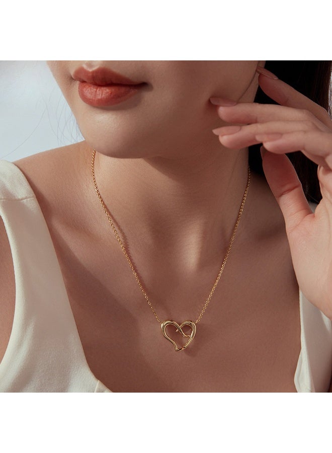 Gold-Plated Copper Heart Choker Necklace for Women - Image 4