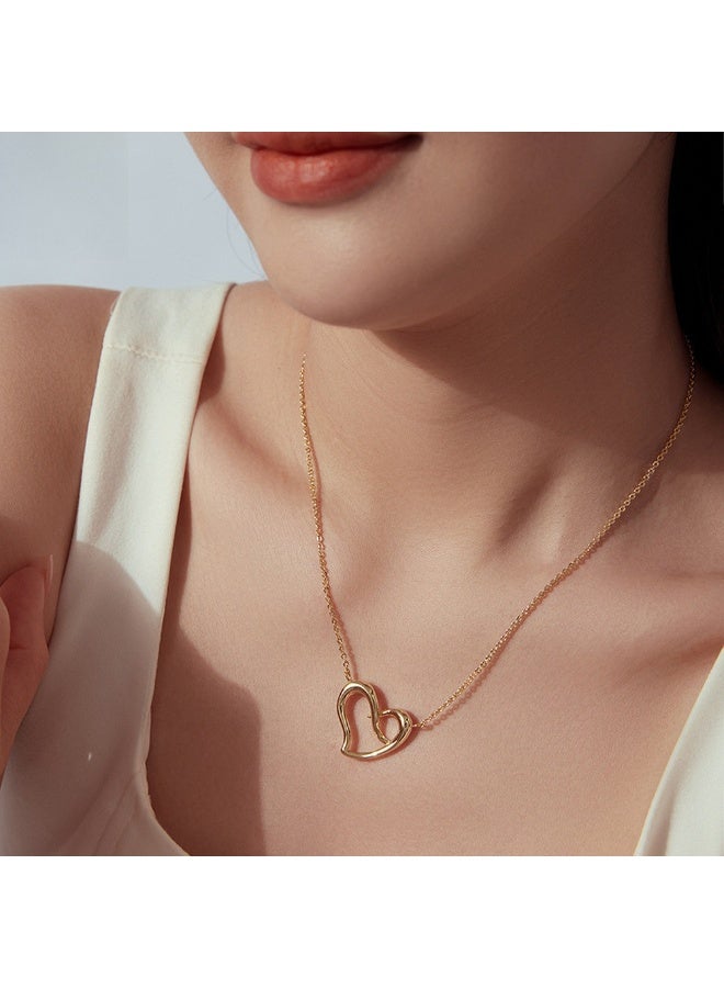 Gold-Plated Copper Heart Choker Necklace for Women - Image 1