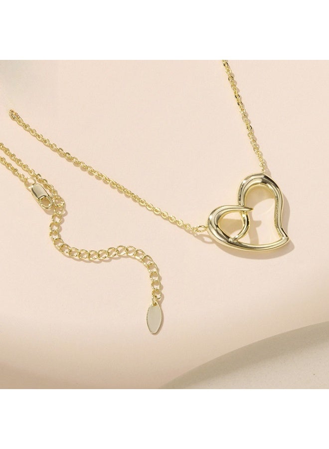 Gold-Plated Copper Heart Choker Necklace for Women - Image 5