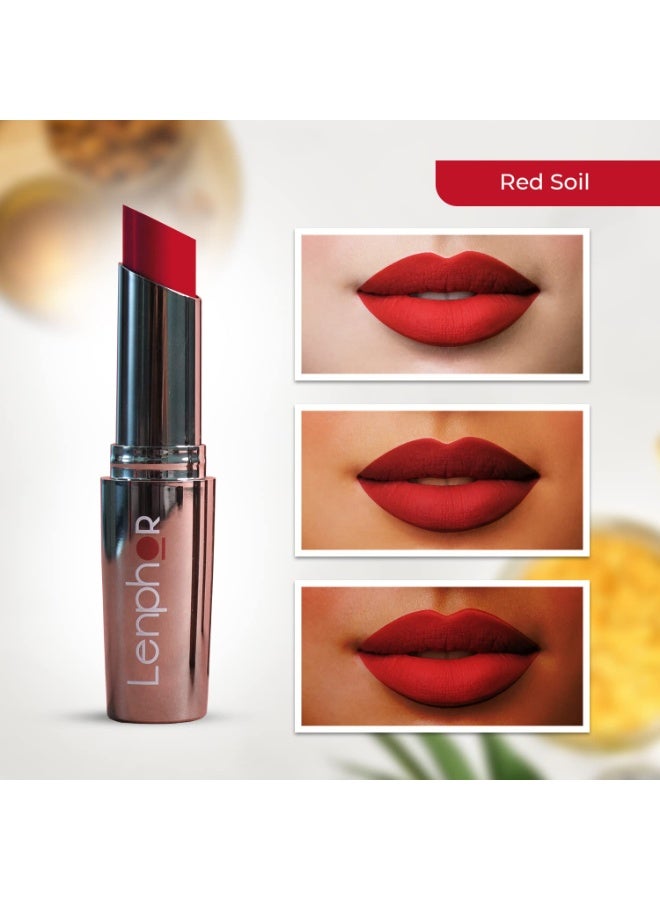 Lenphor Treasure Matte Lipstick, Long Lasting Lipstick  Red Soil, 3gm - Image 3
