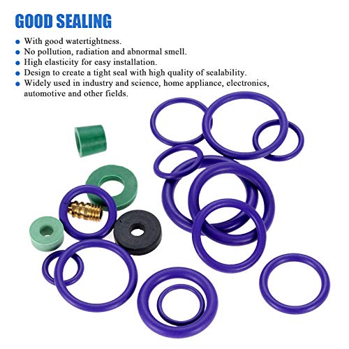 Mtsooning A/C Repair Kit,R12 R134A 100PCS Valve Cores & 18 Sizes 225PCS O Rings Assortment Set & Removal Install Tool,AC Valve Core Seal Assortment Kit for Air Contitionaing Refrigeration Tire Repair - Image 3