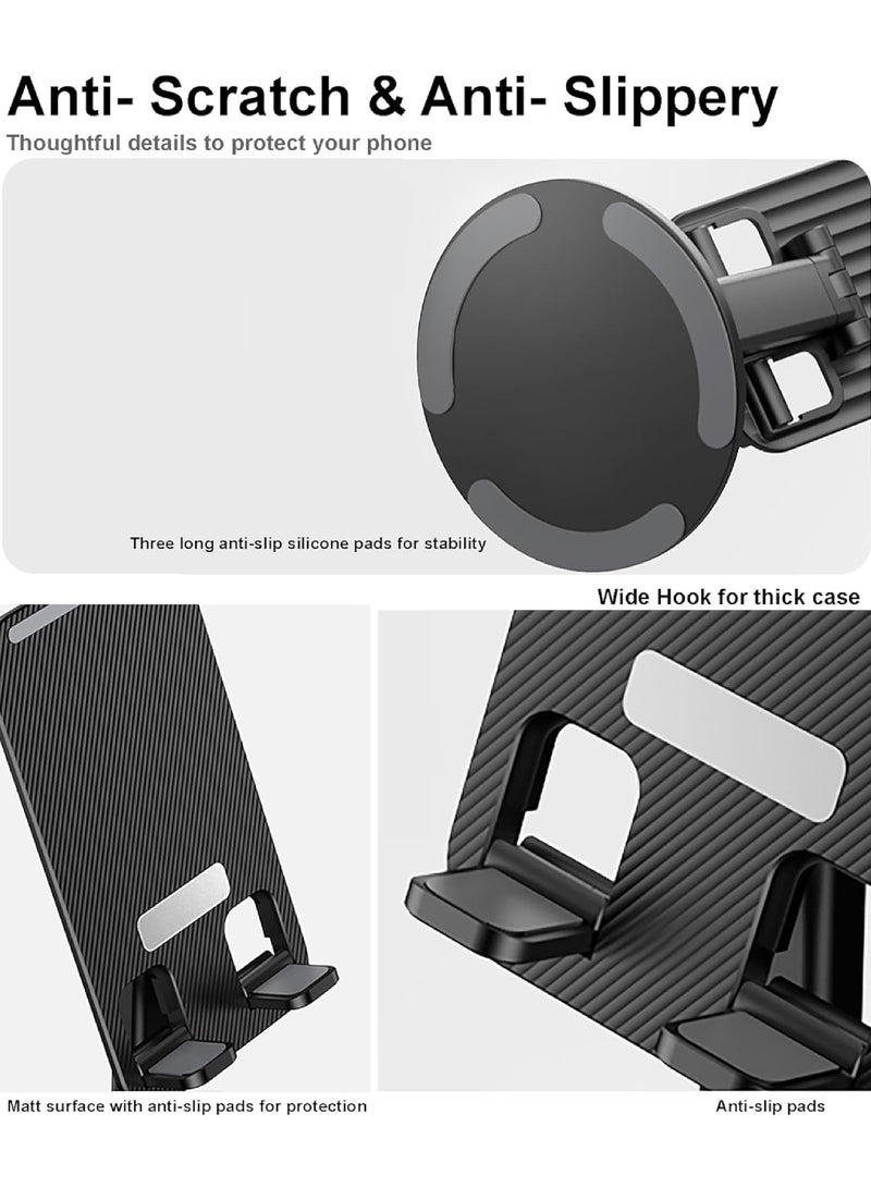 Captaintech Cell Phone Stand Desk 360 Degree Rotation Bed Phone Holder Height Adjustable Fully Foldable iPhone Stand for Desk Compatible with 15 14 13 12 11 XR X 8 7 6 Plus SE Smartphone - Image 4