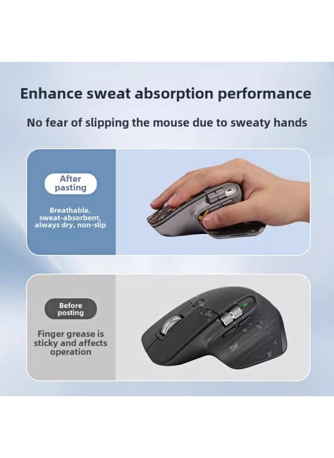 Logitech Mx Master3S Mouse Patch Master3 Anti-slip Patch Printed Sticker Sweat-resistant Anti-scratch Protective Film-color:[All Inclusive] A Dark Gray Suede Mouse Sticker