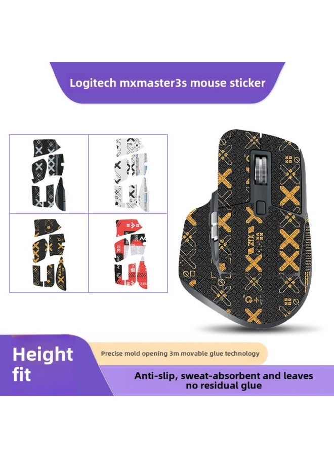 Logitech Mx Master3S Mouse Patch Master3 Anti-slip Patch Printed Sticker Sweat-resistant Anti-scratch Protective Film-color:[All Inclusive] A Dark Gray Suede Mouse Sticker
