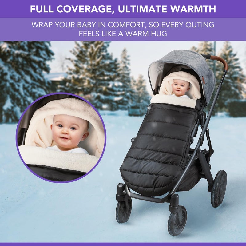 TRENDHUB Bunting Bag for UPPAbaby Vista, V2, V3, Cruz, V2, V3 RumbleSeat, V2, V3 Ridge, Minu Strollers, Warm and ultra-plush Waterproof Stroller Footmuff, Extendable winter stroller cover, sleeping bag - Image 5